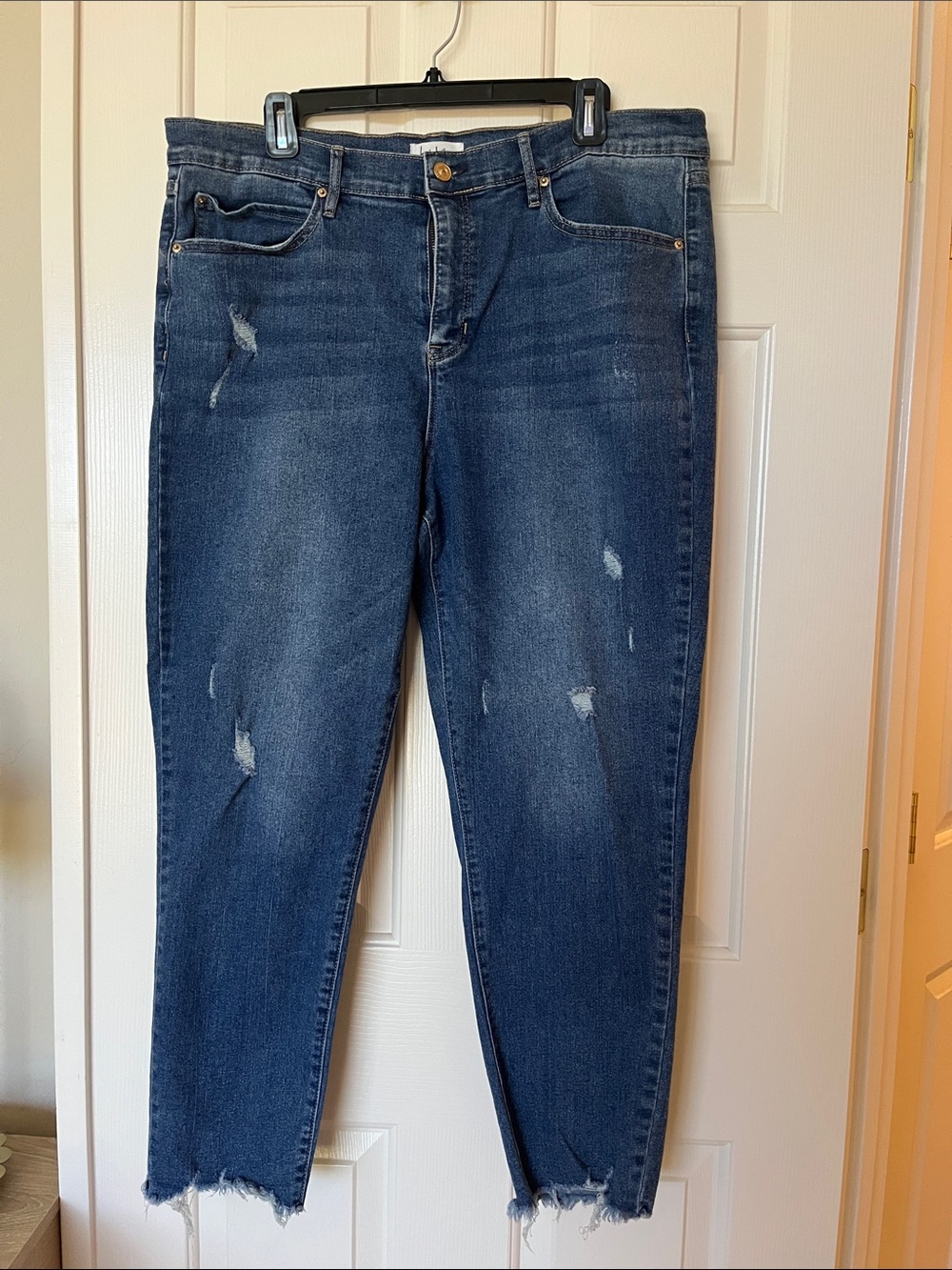 Nicole Miller High Waist Dark Blue Distressed Skinny Jeans